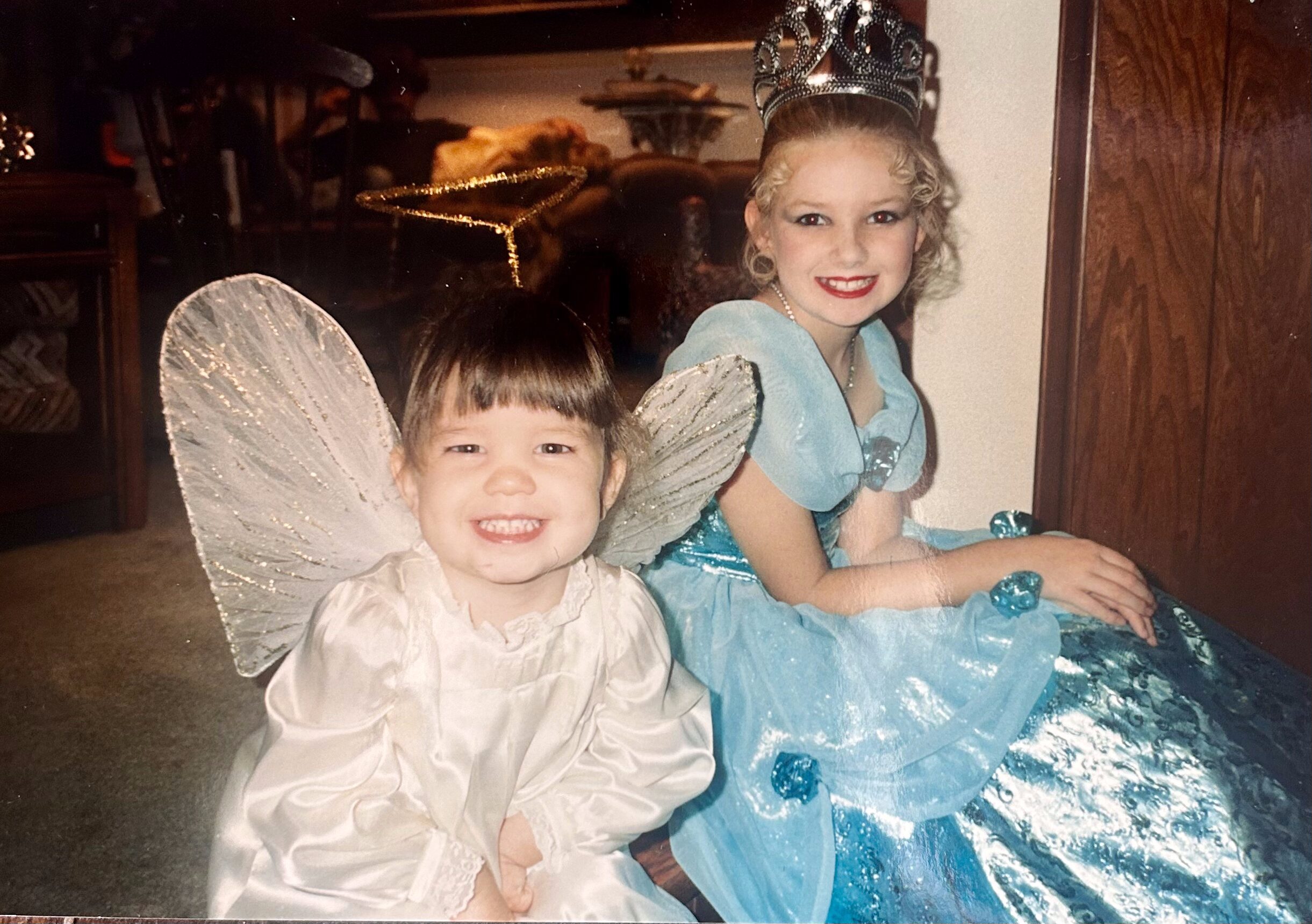 2 girls in halloween costumes