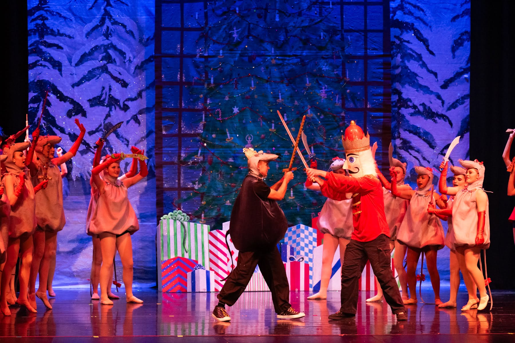 Weehawken dancers performing onstage.